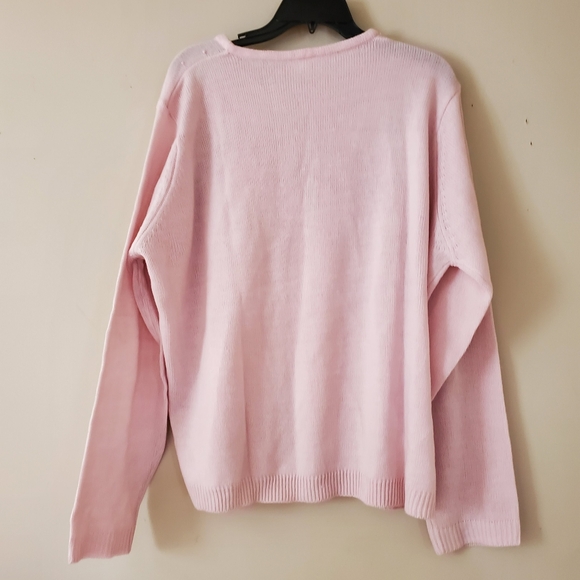 Vintage Embroidered Monochromatic Pink Grandmacore Crewneck Sweater Size XXL - Picture 2 of 11